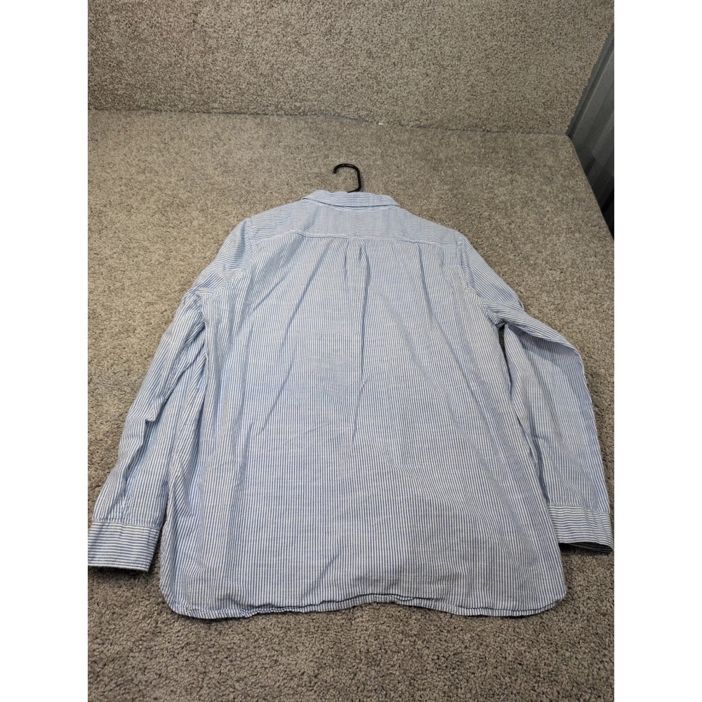 Gap Womens XL Blue White Striped‎ Cotton Long Sleeve Button Down Shirt Pocket - Picture 8 of 8
